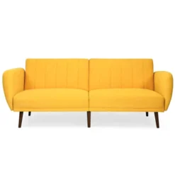 Costway Convertible Futon Sofa Bed Adjustable Couch Sleeper W/ Wood Legs NavyGreyYellow -Chic Furniture Store GUEST 58cefb16 f654 4b58 8258 26f38223b5da