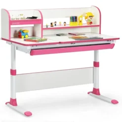 Costway Adjustable Height Kids Study Desk Drafting Table Computer Station PinkBlue -Chic Furniture Store GUEST 5a308e45 9355 4ff8 ba78 595cfd307b59