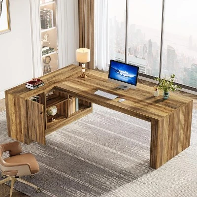 Tribesigns 72.8" L-Shaped Desk, Large Executive Desk With 47.24" Cabinet For Home Office 4 Tribesigns 72.8" L-Shaped Desk, Large Executive Desk With 47.24" Cabinet For Home Office - Image 4