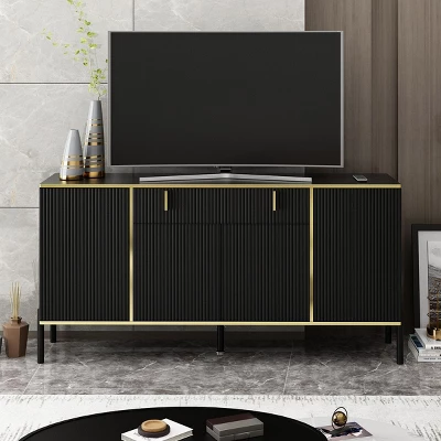 FUFU&GAGA Wave Finish 4 Door Floor Standing Sideboard With Adjustable Shelves 3 FUFU&GAGA Wave Finish 4 Door Floor Standing Sideboard With Adjustable Shelves - Image 3