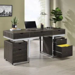 Noorvik 7 Drawer Writing Desk Set With 2 File Cabinets Dark Oak - Coaster -Chic Furniture Store GUEST 5c6fe4ec f94f 4db6 9ef8 5a5afd566465