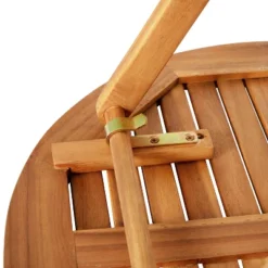 Merrick Lane Three Piece Solid Acacia Wood Folding Patio Bistro Set With Lightweight Round Table And Two Chairs, Natural -Chic Furniture Store GUEST 5c91373e 5cf6 4324 a6d8 4d874c6de403