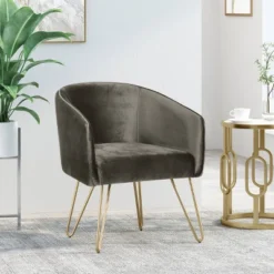 Grelton Modern Glam Velvet Club Chair With Hairpin Legs - Christopher Knight Home