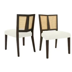 Christopher Knight Home Hassan Rubberwood Upholstered Dining Chairs With Cane Webbing(Set Of 2) -Chic Furniture Store GUEST 5f4ae0b3 5e9f 4c32 a119 db5037cf94dc
