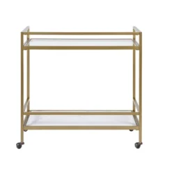 Lionel Two Tier Bar Cart On Wheels Antique Gold - Martha Stewart -Chic Furniture Store GUEST 5f4e21b4 f1db 4518 98f2 7aec1a595220