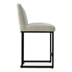 Set Of 2 Mason 25" Contemporary Armless Upholstered Fabric With Black Metal Sled Legs Counter Height Barstools-The Pop Maison -Chic Furniture Store GUEST 607e07d2 d01f 4344 8ba5 04ab003389d7