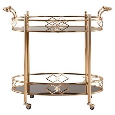 Annie Vintage Metal And Glass Bar Cart Rose Gold - Inspire Q 1 Annie Vintage Metal And Glass Bar Cart Rose Gold - Inspire Q