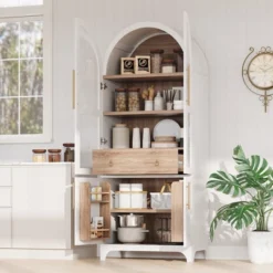 Bella Depot 71" Arched Kitchen Pantry Cabinet With Door Shelves Adjustable Shelves -Chic Furniture Store GUEST 611bb6ce a042 4c26 8c7b 754ce0b71dc1