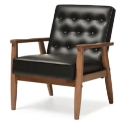 Sorrento Mid - Century Retro Modern Faux Leather Upholstered Wooden Lounge Chair - Baxton Studio -Chic Furniture Store GUEST 613cd8e7 15aa 4276 bfc6 85c4fa363632
