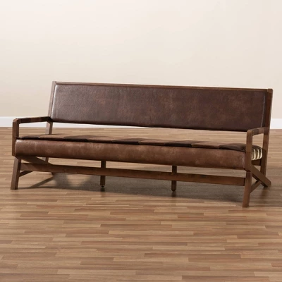 Rovelyn Faux Leather Finished Wood Sofa Brown - Baxton Studio 6 Rovelyn Faux Leather Finished Wood Sofa Brown - Baxton Studio - Image 6