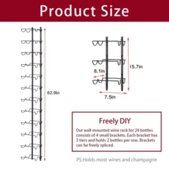 Itopfox 24 Bottle Wall Mounted Wine Rack, Adjustable Height For Wine, Liquor, Champagne, Matte Black Metal Rack For Kitchen, Bar, Wine Cellar -Chic Furniture Store GUEST 61d6bda9 57e3 4761 abc3 4b9da0010bd0