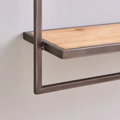 17" X 7.9" Floating Industrial Wood Wall Shelf With Metal Towel Bar Black - Danya B. 15 17" X 7.9" Floating Industrial Wood Wall Shelf With Metal Towel Bar Black - Danya B. -Chic Furniture Store GUEST 623ca22c d6d2 4dc4 b7b5 87292121d304