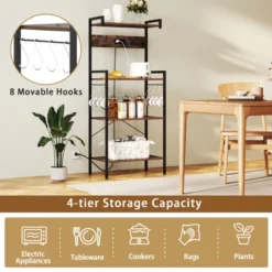 Tangkula Kitchen Bakers Rack W/ Power Outlet 4 Tiers Coffee Bar Table W/ 2 AC Outlets -Chic Furniture Store GUEST 628bc634 6859 4542 ab94 bb5062850533