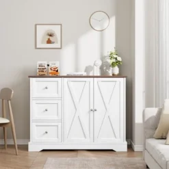 Garvee Buffet Cabinet With Storage, Coffee Bar Cabinet With 3 Drawers, Sideboard For Kitchen Dining Living Room, White 11 Garvee Buffet Cabinet With Storage, Coffee Bar Cabinet With 3 Drawers, Sideboard For Kitchen Dining Living Room, White -Chic Furniture Store GUEST 639d7cdb e9a2 4c48 84f1 992bf58bdf12