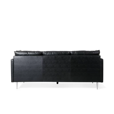 Brockbank Modern Faux Leather 3 Seater Sofa With Pillows - Christopher Knight Home 6 Brockbank Modern Faux Leather 3 Seater Sofa With Pillows - Christopher Knight Home - Image 6