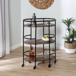 Honey-Can-Do 3 Tier Oval Bar Cart Walnut -Chic Furniture Store GUEST 66cbf2b5 25ac 4db4 82b1 cb5615484fce