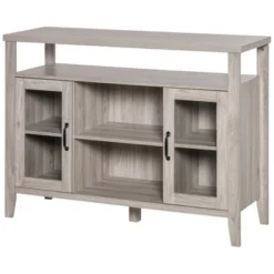 HOMCOM Retro Style Storage Sideboard Buffet With 3 Open Compartments, 2 Framed Glass Door Cabinets And Anti-Topple -Chic Furniture Store GUEST 67841866 1f56 4a10 91cb 799d80429685