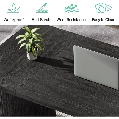 Tribesigns 62" Executive Desk, Large Office Computer Desk With Double Pedestal, Modern Simple Rectangle Writing Table For Home Office 6 Tribesigns 62" Executive Desk, Large Office Computer Desk With Double Pedestal, Modern Simple Rectangle Writing Table For Home Office - Image 6