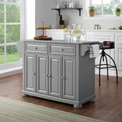 Alexandria Stainless Steel Top Kitchen Island/Cart Gray/Stainless Steel - Crosley