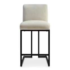 Set Of 2 Mason 25" Contemporary Armless Upholstered Fabric With Black Metal Sled Legs Counter Height Barstools-The Pop Maison -Chic Furniture Store GUEST 68807032 40fc 4f66 beeb 535439bd1953