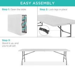 Best Choice Products 8ft Plastic Folding Table, Indoor Outdoor Heavy Duty Portable W/ Handle, Lock For Picnic - White 10 Best Choice Products 8ft Plastic Folding Table, Indoor Outdoor Heavy Duty Portable W/ Handle, Lock For Picnic - White -Chic Furniture Store GUEST 68b1f56a 6b4e 444e a1dd 1008a38103ae