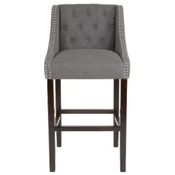 Merrick Lane Upholstered Barstool 30" High Transitional Tufted Barstool With Accent Nail Trim -Chic Furniture Store GUEST 68cc0a09 646c 4438 a31d ea33ebcc4fb9