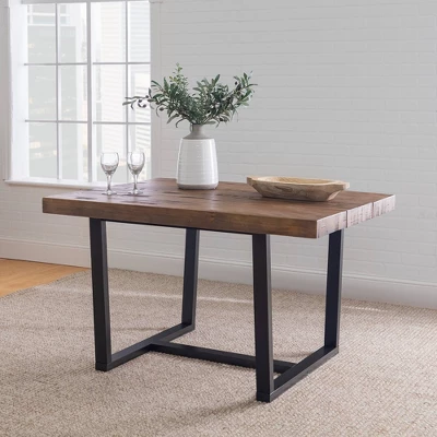 52" Modern Farmhouse Solid Wood Distressed Plank Top Dining Table - Saracina Home 1 52" Modern Farmhouse Solid Wood Distressed Plank Top Dining Table - Saracina Home