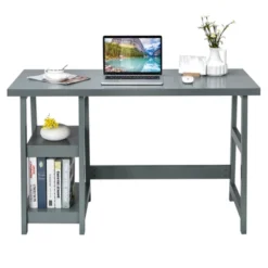 Tangkula Trestle Computer Desk Indoor Office Workstation For Home Office With 2-Tier Storage Shelves -Chic Furniture Store GUEST 6a4ef691 a4b0 4f4a 9514 33177e52f656