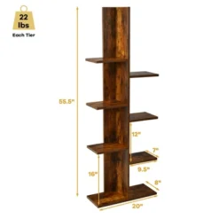 Costway 8-shelf Bookcase Freestanding Tree Shelf Display Storage Stand BlackWhite -Chic Furniture Store GUEST 6b671cd0 8a6f 4833 b138 0b3c743b6f75