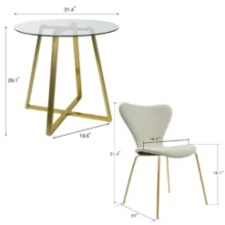 HANA+FLAVIA 5-Piece Round Clear Glass Gold Legs Dining Table Set With 4 Upholstered Chairs-The Pop Maison -Chic Furniture Store GUEST 6be4cf4c aa91 4c83 87a5 9bb2186e8603
