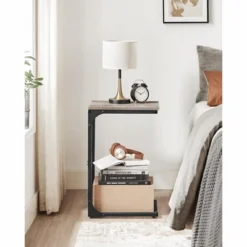 VASAGLE C-Shaped End Table, Small Side Table For Couch, Sofa Table With Metal Frame For Living Room, Bedroom, Bedside