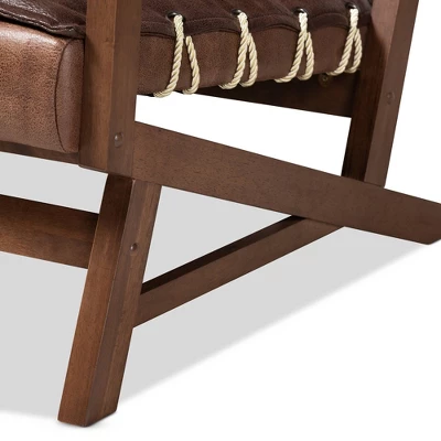 Rovelyn Faux Leather Finished Wood Sofa Brown - Baxton Studio 4 Rovelyn Faux Leather Finished Wood Sofa Brown - Baxton Studio - Image 4