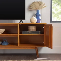 Solid Wood Mid-Century Modern TV Stand For TVs Up To 80" - Saracina Home -Chic Furniture Store GUEST 718deacd a6aa 48d3 a2de dc60399694ef