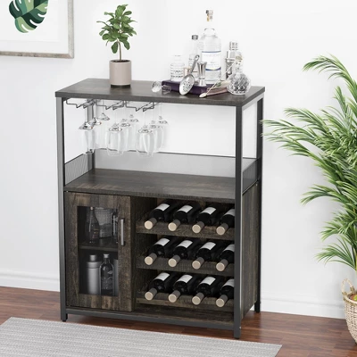 Corner Wine Rack, 3-Tier Freestanding Bar Cabinet For Kitchen, Living Room - 69x35x92cm With Glass Holder & Mesh Door 9 Corner Wine Rack, 3-Tier Freestanding Bar Cabinet For Kitchen, Living Room - 69x35x92cm With Glass Holder & Mesh Door - Image 9