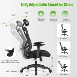 Costway Ergonomic High Back Mesh Office Chair W/ Adjustable Lumbar Support 14 Costway Ergonomic High Back Mesh Office Chair W/ Adjustable Lumbar Support -Chic Furniture Store GUEST 736bdf55 b040 4332 b586 da861f6a394a