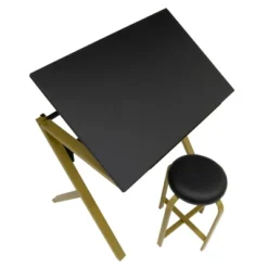 2pc Stellar Drawing Table With 36" Adjustable Top With Stool Set Black/Gold - Studio Designs -Chic Furniture Store GUEST 746b522e ff6f 4557 9fba b38edd857a56