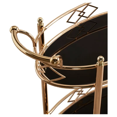 Annie Vintage Metal And Glass Bar Cart Rose Gold - Inspire Q 2 Annie Vintage Metal And Glass Bar Cart Rose Gold - Inspire Q - Image 2