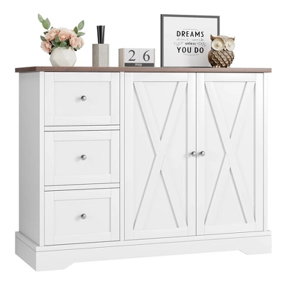 Garvee Buffet Cabinet With Storage, Coffee Bar Cabinet With 3 Drawers, Sideboard For Kitchen Dining Living Room, White 7 Garvee Buffet Cabinet With Storage, Coffee Bar Cabinet With 3 Drawers, Sideboard For Kitchen Dining Living Room, White - Image 7
