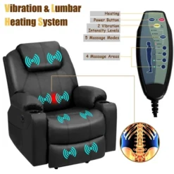 Costway Electric Recliner Chair Massage Sofa Leather W/ USB Charge Port BrownBlack -Chic Furniture Store GUEST 75179937 bba1 48fa 9c44 293784896329