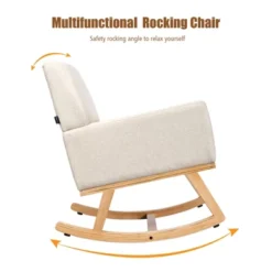 Costway Mid Century Rocking Chair Upholstered Armchair W/ Lumbar Support BeigeGray -Chic Furniture Store GUEST 75202b88 3718 42d2 9a5e ed156035cd3e