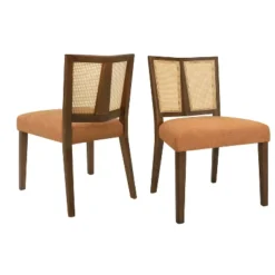 Christopher Knight Home Hassan Rubberwood Upholstered Dining Chairs With Cane Webbing(Set Of 2) -Chic Furniture Store GUEST 7558acc5 4286 4e60 90fb a022db3fc338