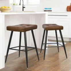 25" Kobe Backless Upholstered Saddle Counter Stool (Set Of 2)- The Pop Maison 23 25" Kobe Backless Upholstered Saddle Counter Stool (Set Of 2)- The Pop Maison -Chic Furniture Store GUEST 76e64a53 0954 4ce2 b6f9 1aaeb123cd42