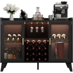 47" Liquor Cabinet Bar With LED Light, Kitchen Sideboard Buffet Storage Rack With Glass Door & Open Shelf For Home Living Room Dining Room, Black 12 47" Liquor Cabinet Bar With LED Light, Kitchen Sideboard Buffet Storage Rack With Glass Door & Open Shelf For Home Living Room Dining Room, Black -Chic Furniture Store GUEST 775c0808 c1c2 4ccb 9a2c e8a1d09ec20d
