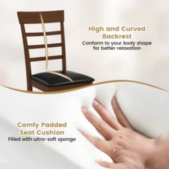 Tangkula Wooden Dining Chair Set Of 2 Pu Leather Upholstered Kitchen Chairs W/ Padded Seat -Chic Furniture Store GUEST 791c19bf 457a 4dfd bd5c e4ab75a79c84