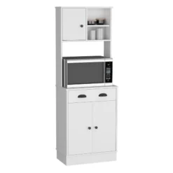 Gulches Stylish White Pantry Cabinet With Drawer And 3 Doors - Perfect For Kitchen Storage -Chic Furniture Store GUEST 7921a3aa 7454 48a0 b4ff ffe944bf46bb