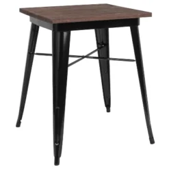 Flash Furniture 23.5" Square Metal Indoor Table With Rustic Wood Top -Chic Furniture Store GUEST 796d699a 568a 48e0 a22c 543d57e68485