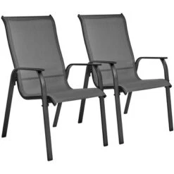 Yaheetech Set Of 2 Outdoor Texteline Stackable Dining Chairs With Backrest/ Armrests For Garden, Lawn, Porch, Backyard Pool -Chic Furniture Store GUEST 7983398b e298 4e23 b1f1 8c9616a04aa8