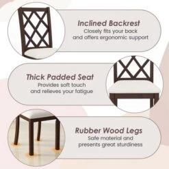 Costway Set Of 2/4 Dining Chairs Wood Kitchen Side Chair With Inclined Backrest Cherry Brown -Chic Furniture Store GUEST 7a65c260 b226 4cc5 806b 3d915e298bed