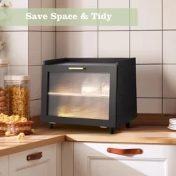 Rustic Black Bamboo Bread Box – 2-tier Freshness Keeper With Clear View Door & Elevated Design – Farmhouse Kitchen Organizer -Chic Furniture Store GUEST 7a8f95b1 44d3 4482 9dae e261f1524af6