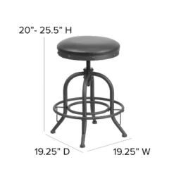 Merrick Lane Counter Stool Contemporary Black Faux Leather Backless Stool With Swivel Seat Height Adjustment And Footrest -Chic Furniture Store GUEST 7ad84234 3063 4468 9b85 a258767e598c